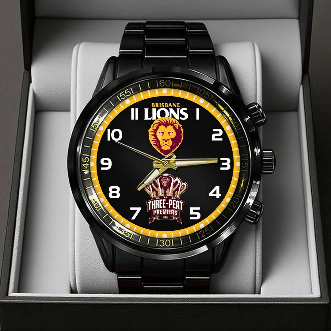 Brisbane Lions 2026 AFL Premiers Black Stainless Steel Watch – TANTN25838