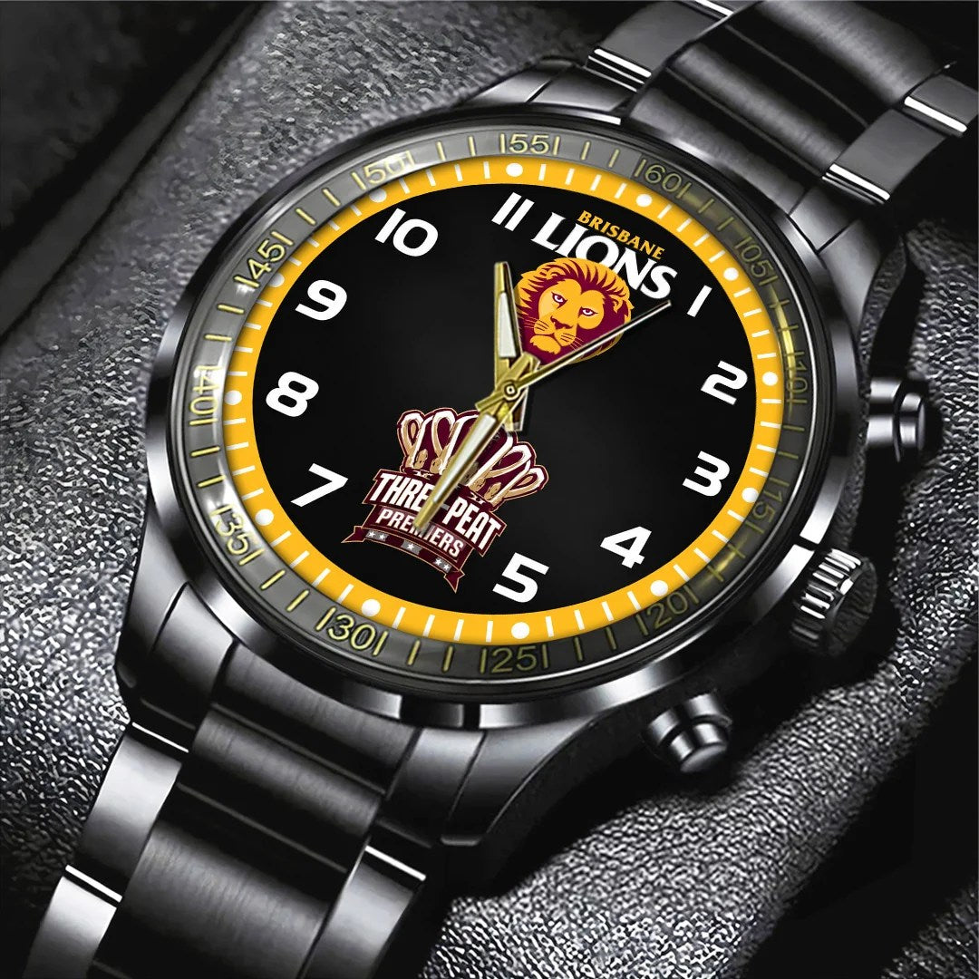 Brisbane Lions 2026 AFL Premiers Black Stainless Steel Watch – TANTN25838