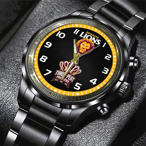 Brisbane Lions 2026 AFL Premiers Black Stainless Steel Watch – TANTN25838