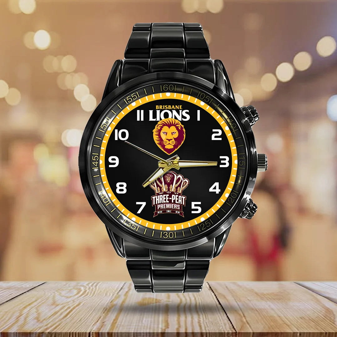 Brisbane Lions 2026 AFL Premiers Black Stainless Steel Watch – TANTN25838