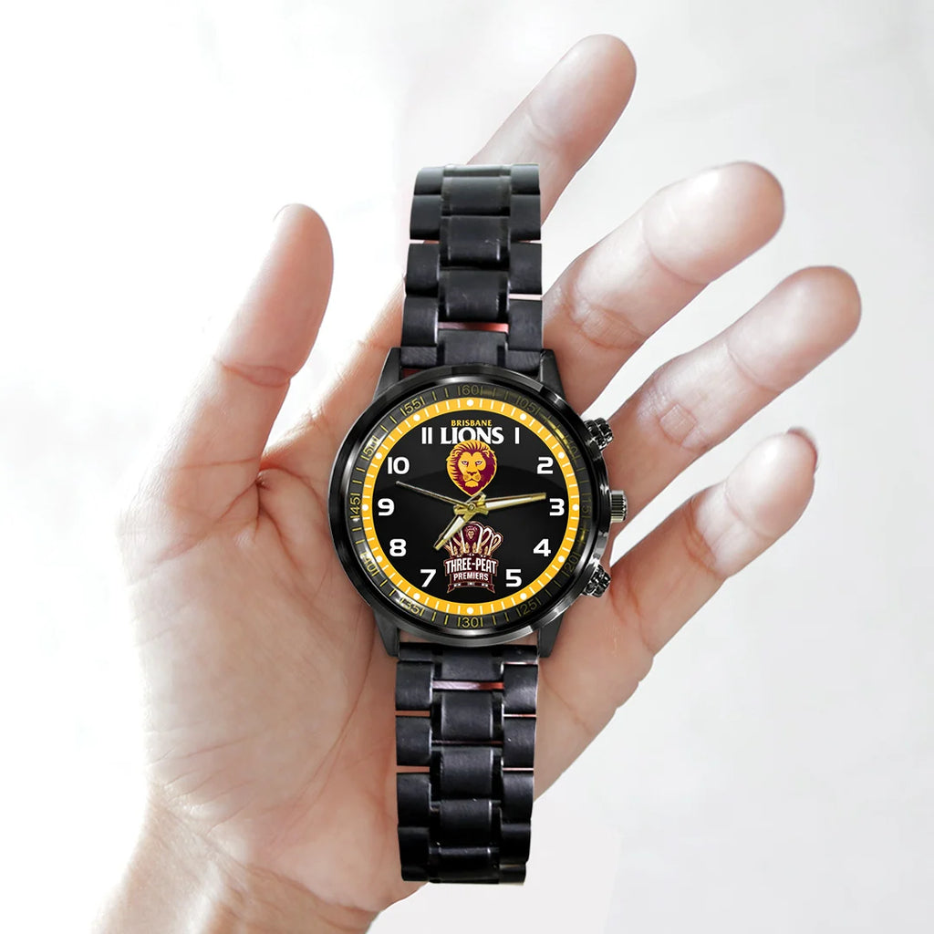 Brisbane Lions 2026 AFL Premiers Black Stainless Steel Watch – TANTN25838
