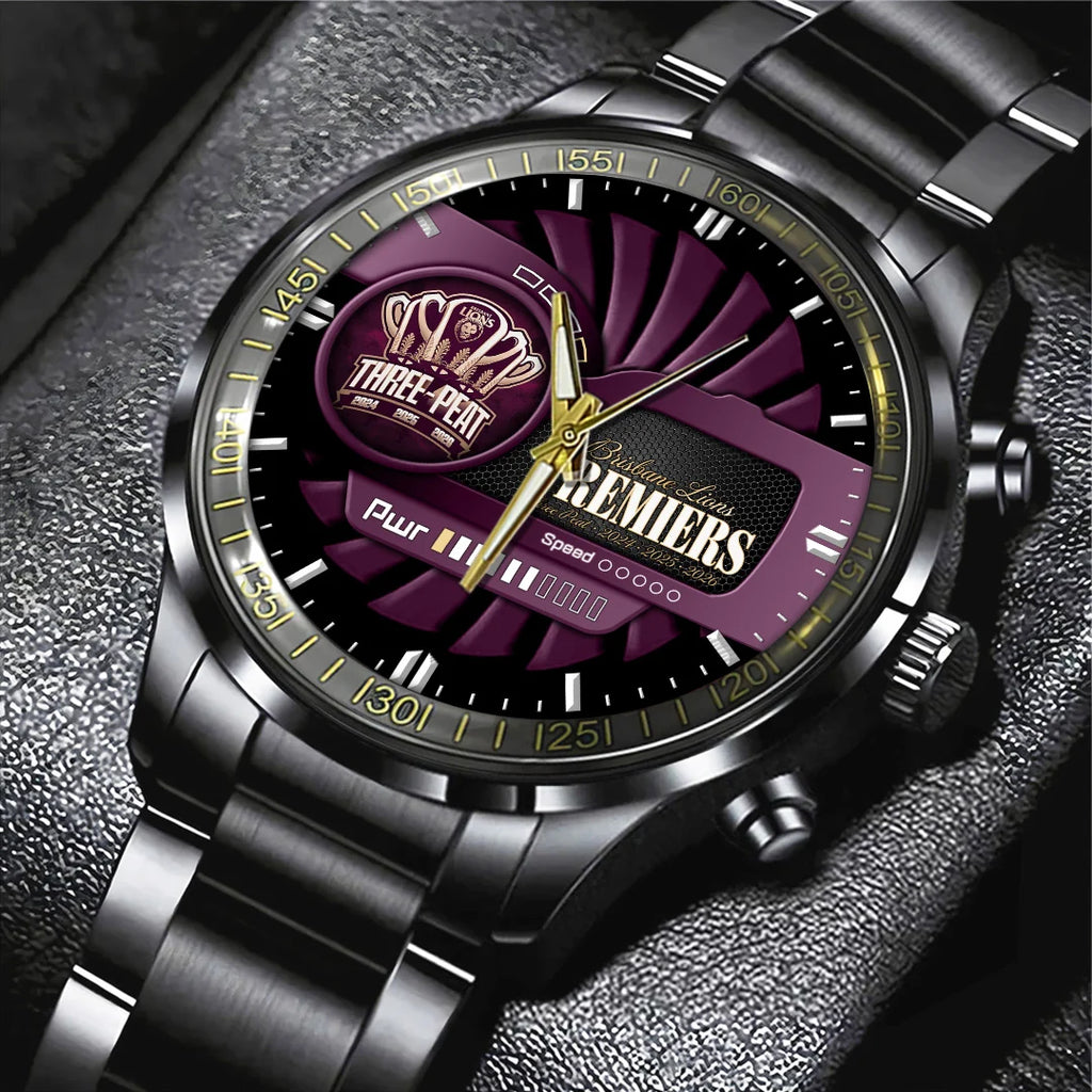 Brisbane Lions 2026 AFL Premiers Black Stainless Steel Watch – TANTN25849