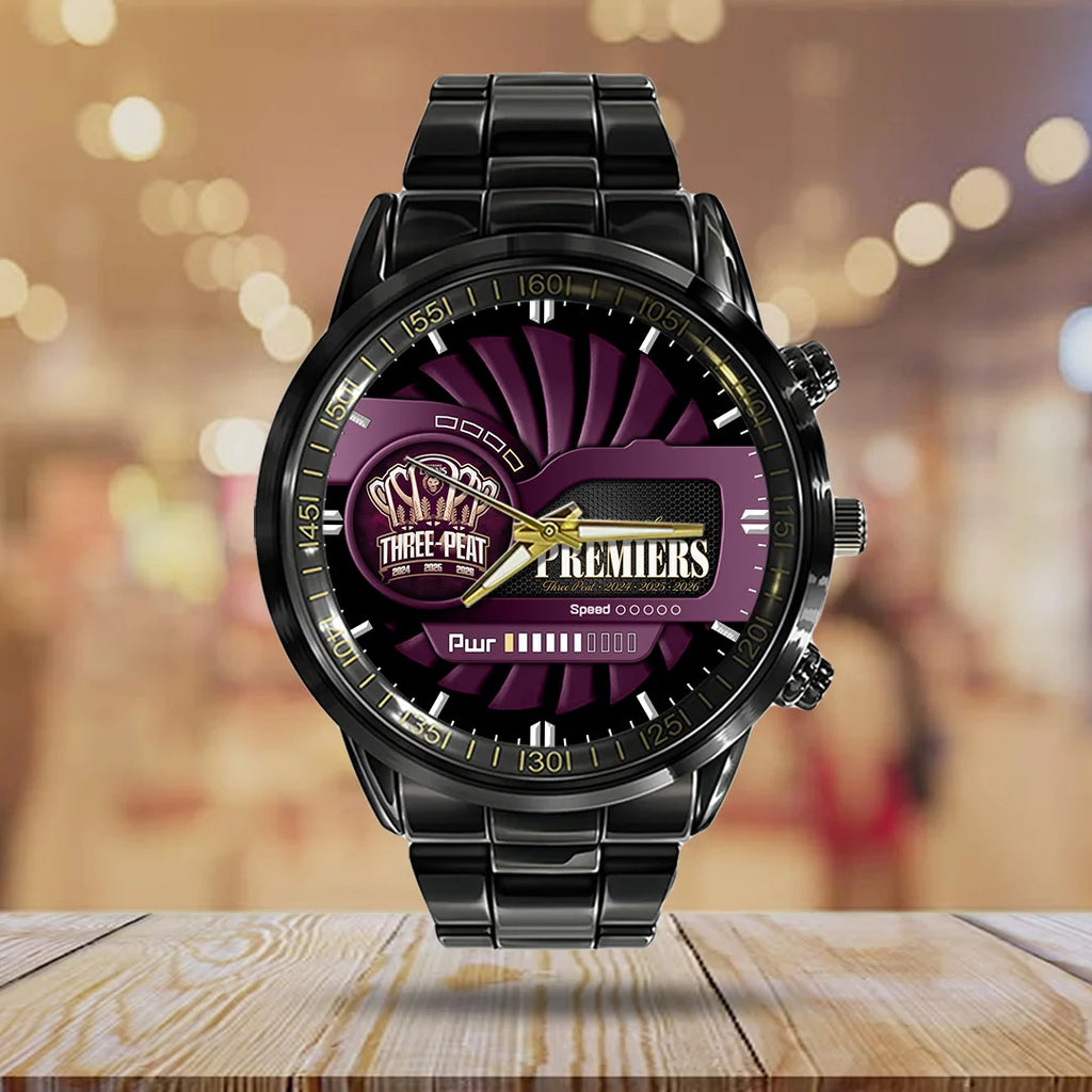 Brisbane Lions 2026 AFL Premiers Black Stainless Steel Watch – TANTN25849