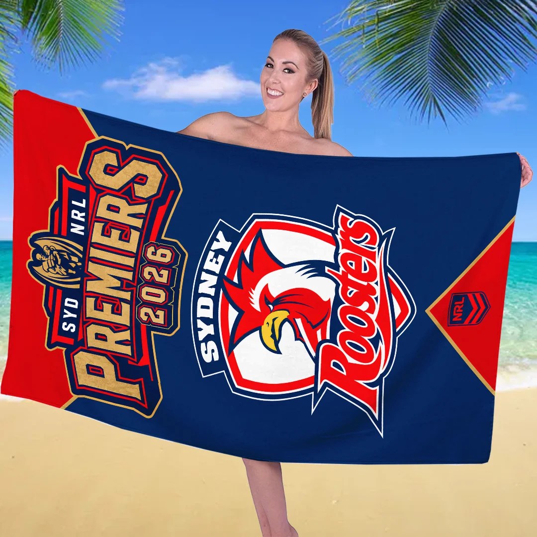 Sydney Roosters 2026 NRL Premiers Rectangle Beach Towel – TANTN25942