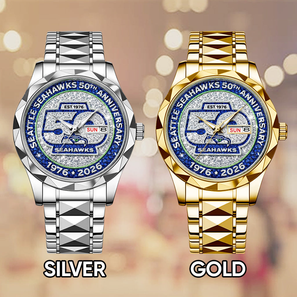 Seattle Seahawks 50th Anniversary Alloy Luxury Quartz Watch – TMTHU3086