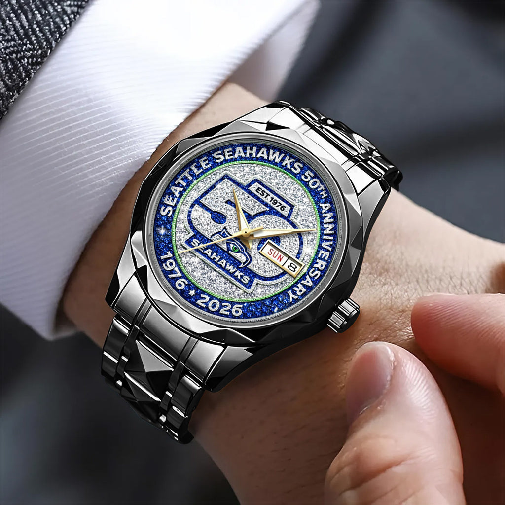 Seattle Seahawks 50th Anniversary Alloy Luxury Quartz Watch – TMTHU3086