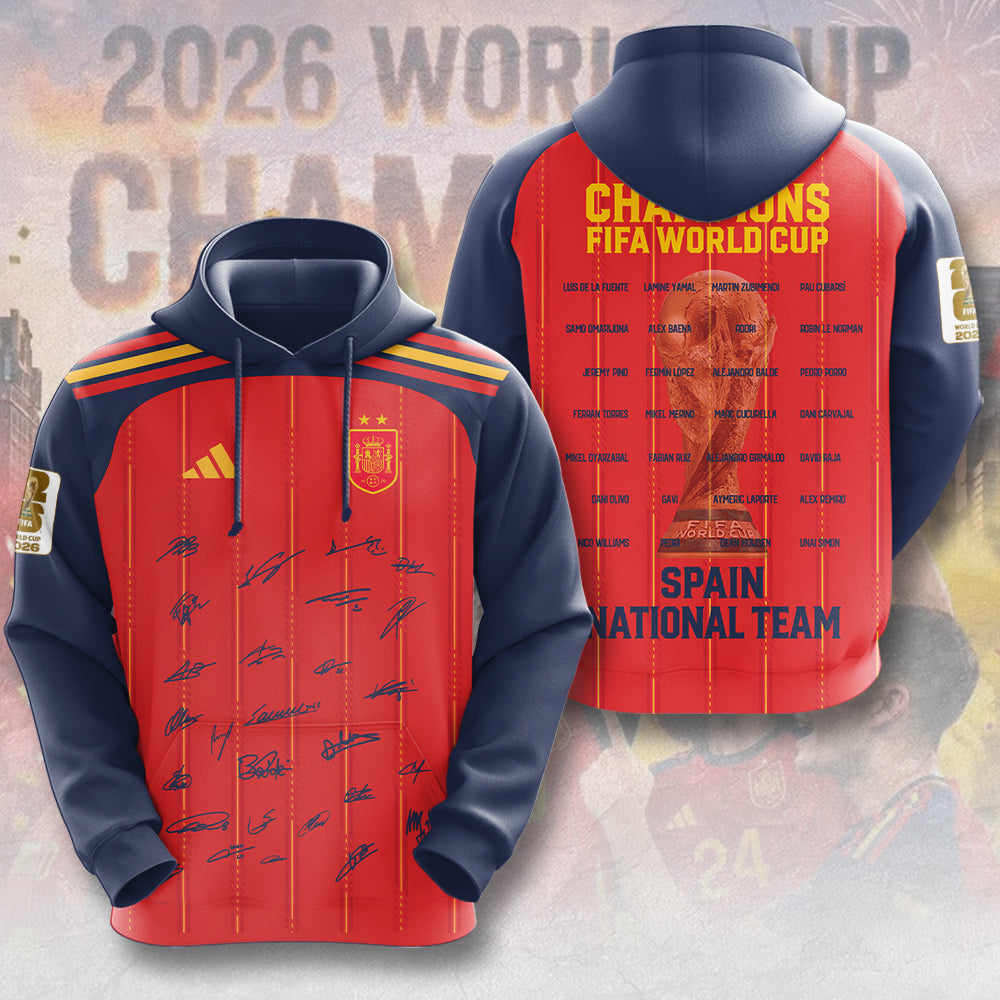 Spain National Team 2026 FIFA World Cup Champions 3D Apparel – TMTHU7618