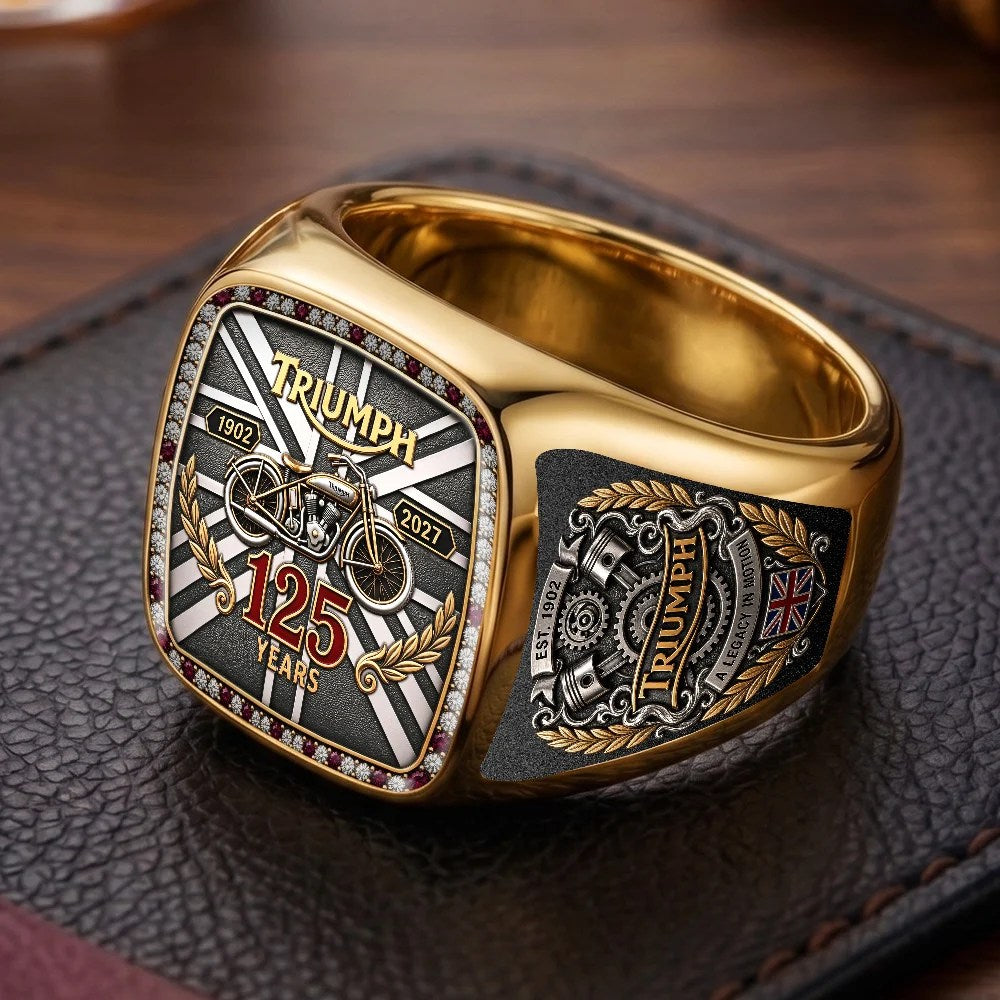 Triumph Motorcycles 125th Anniversary 3D Engraved Ring – TMTHU9834