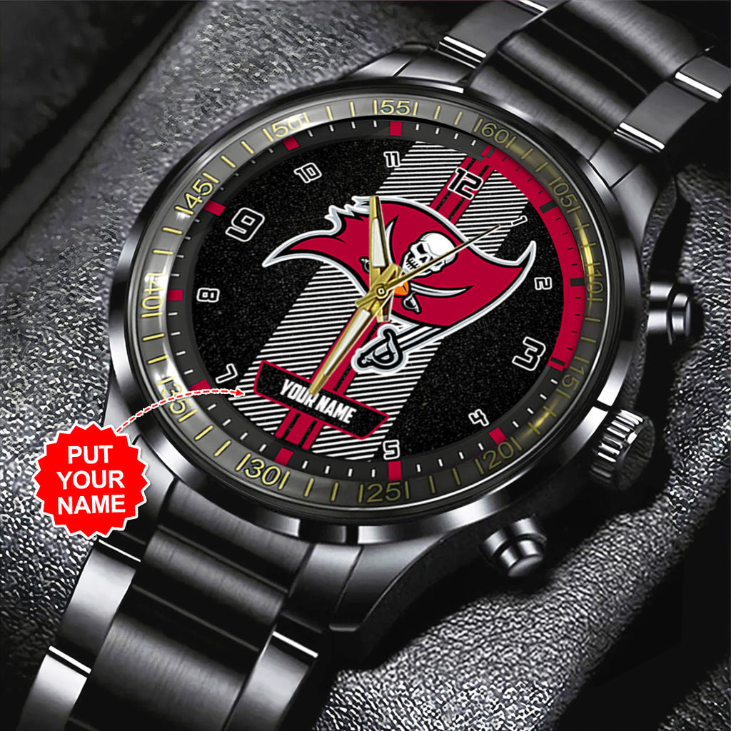 Personalized Tampa Bay Buccaneers Black Stainless Steel Watch – TANTN16031