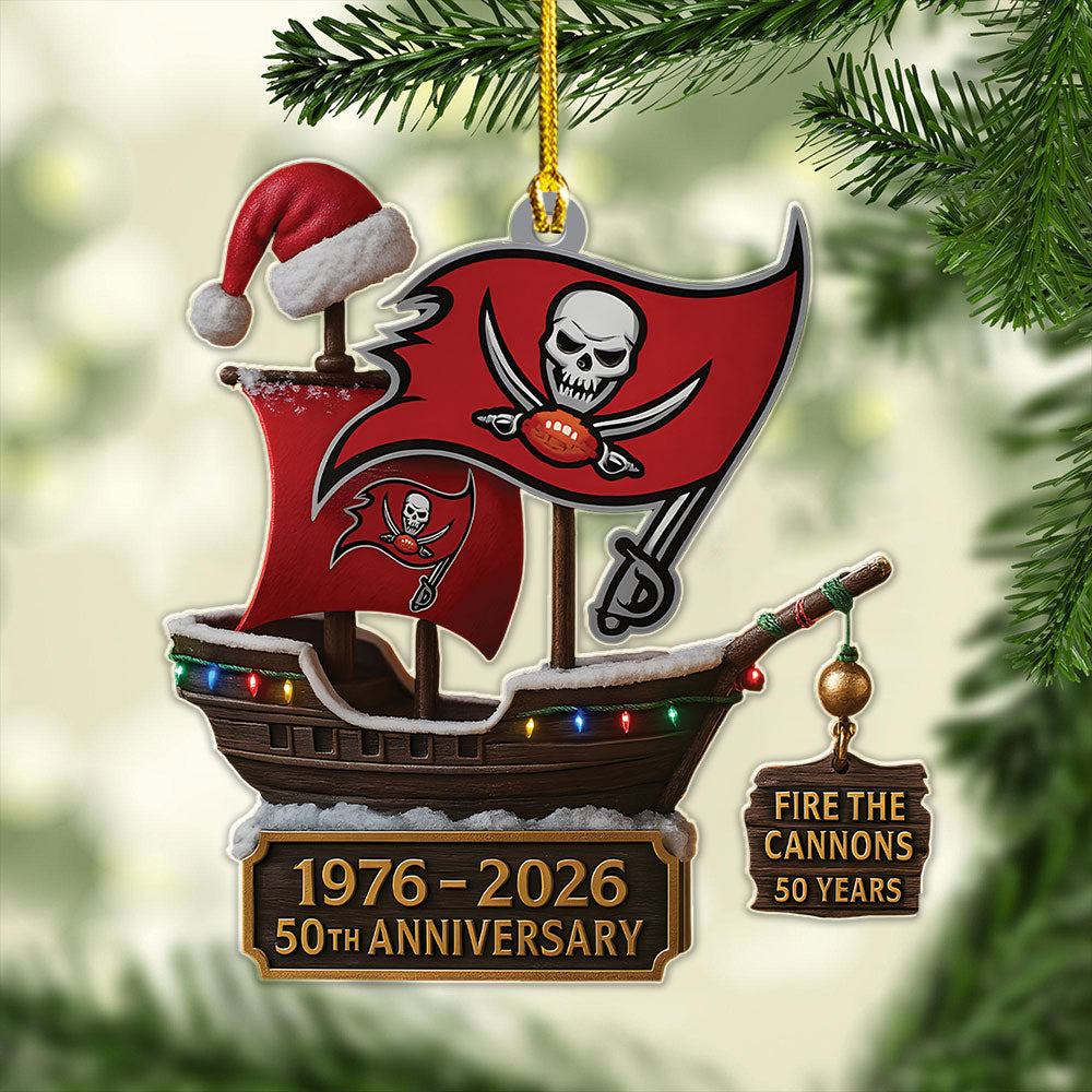 Tampa Bay Buccaneers 50th Anniversary Custom Shape 2-side Printed Acrylic Ornament – MAITM12979