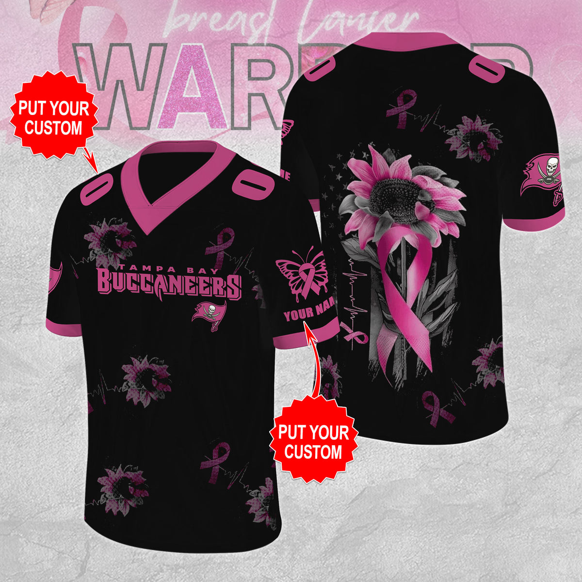 Personalized Tampa Bay Buccaneers x Breast Cancer Awareness 3D Football Jersey – MAITM12864
