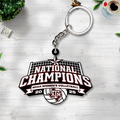 Texas A&M Aggies Women's 2025 Volleyball National Champions Custom Shape 2-sided Keychain – TANTN19613