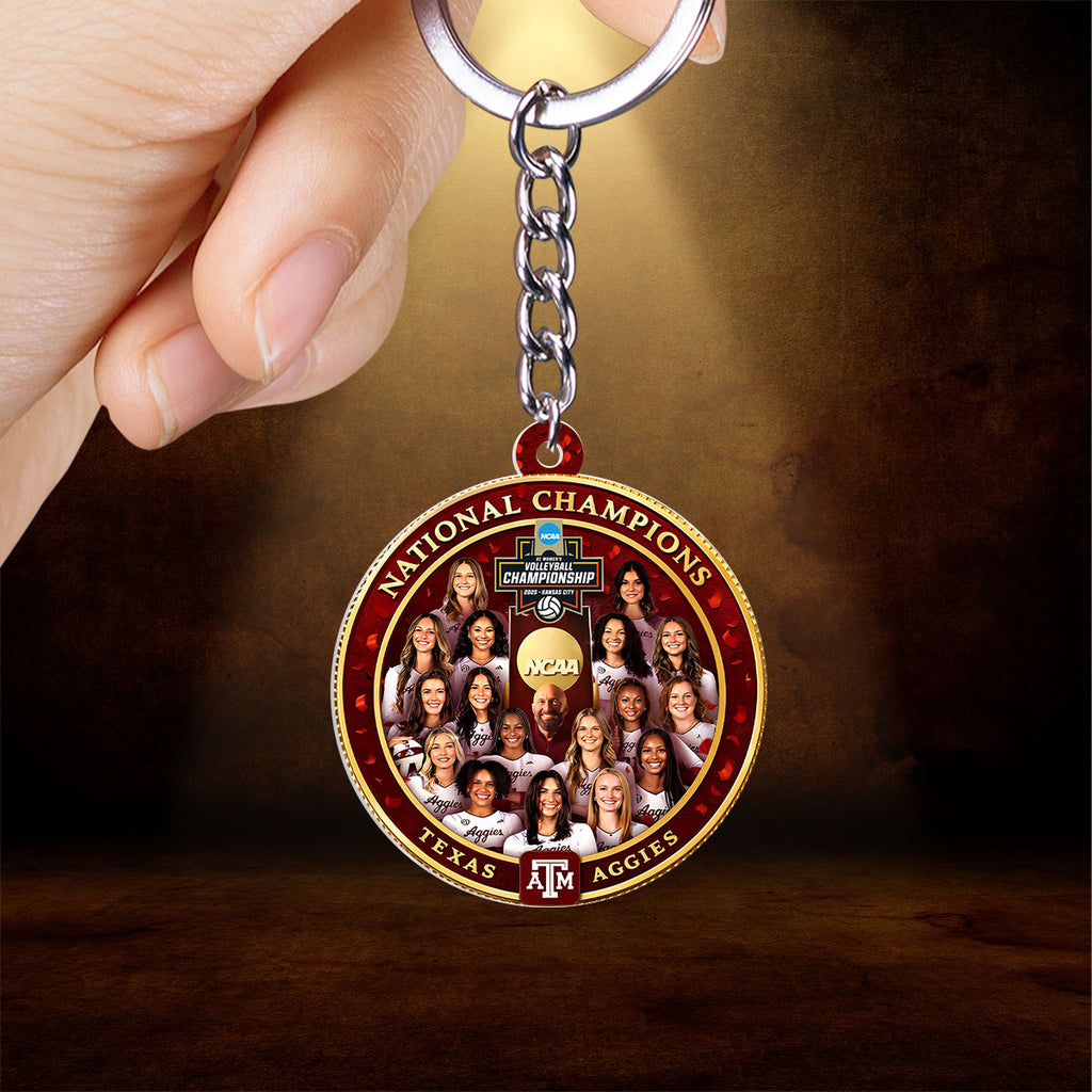 Texas A&M 2025 Women's Volleyball National Champions Custom Shape 2-sided Keychain – HOATT15366