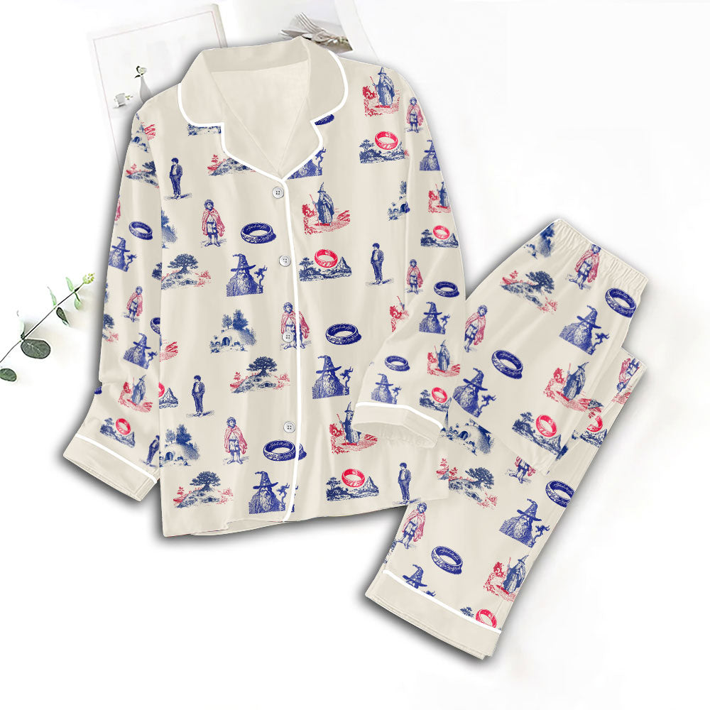 The Lord of the Rings Satin Pajama Set with Piping – GNE5254