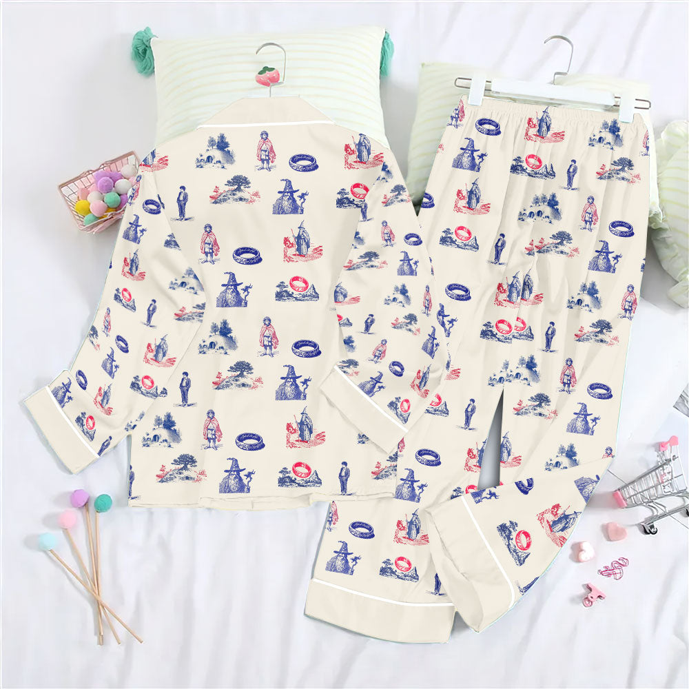 The Lord of the Rings Satin Pajama Set with Piping – GNE5254