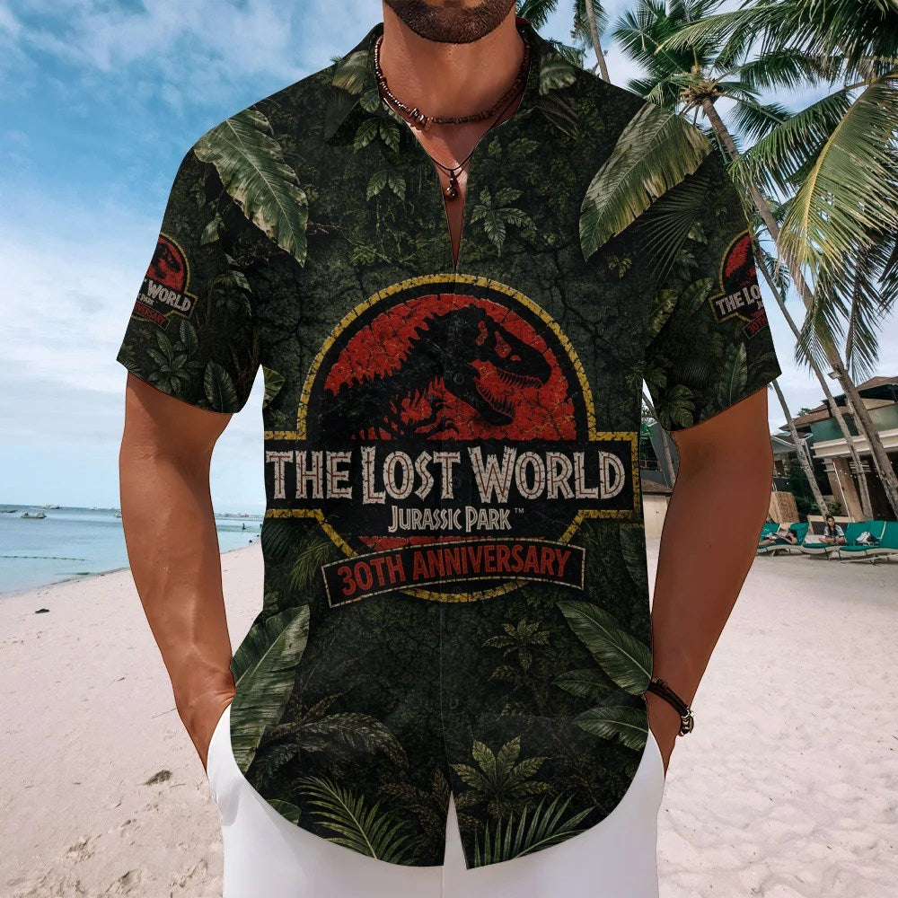 The Lost World: Jurassic Park 30th Anniversary Short Sleeve Button-Down Shirt – TMTHU8853