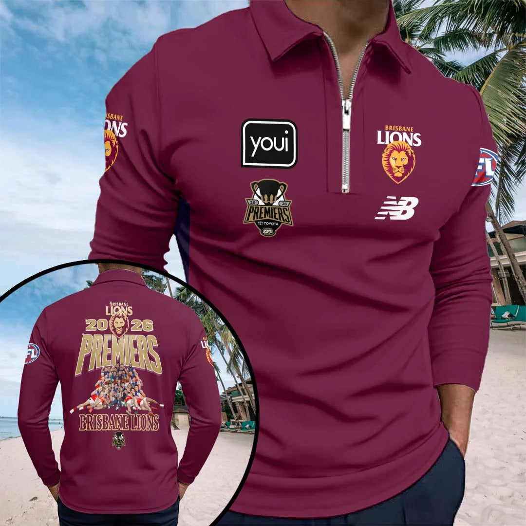 Brisbane Lions 2026 AFL Premiers Zip Polo Shirt – HOATT21296