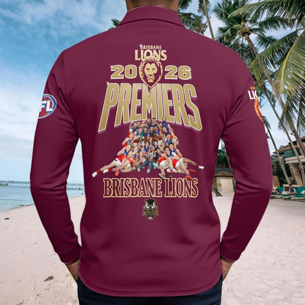 Brisbane Lions 2026 AFL Premiers Zip Polo Shirt – HOATT21296