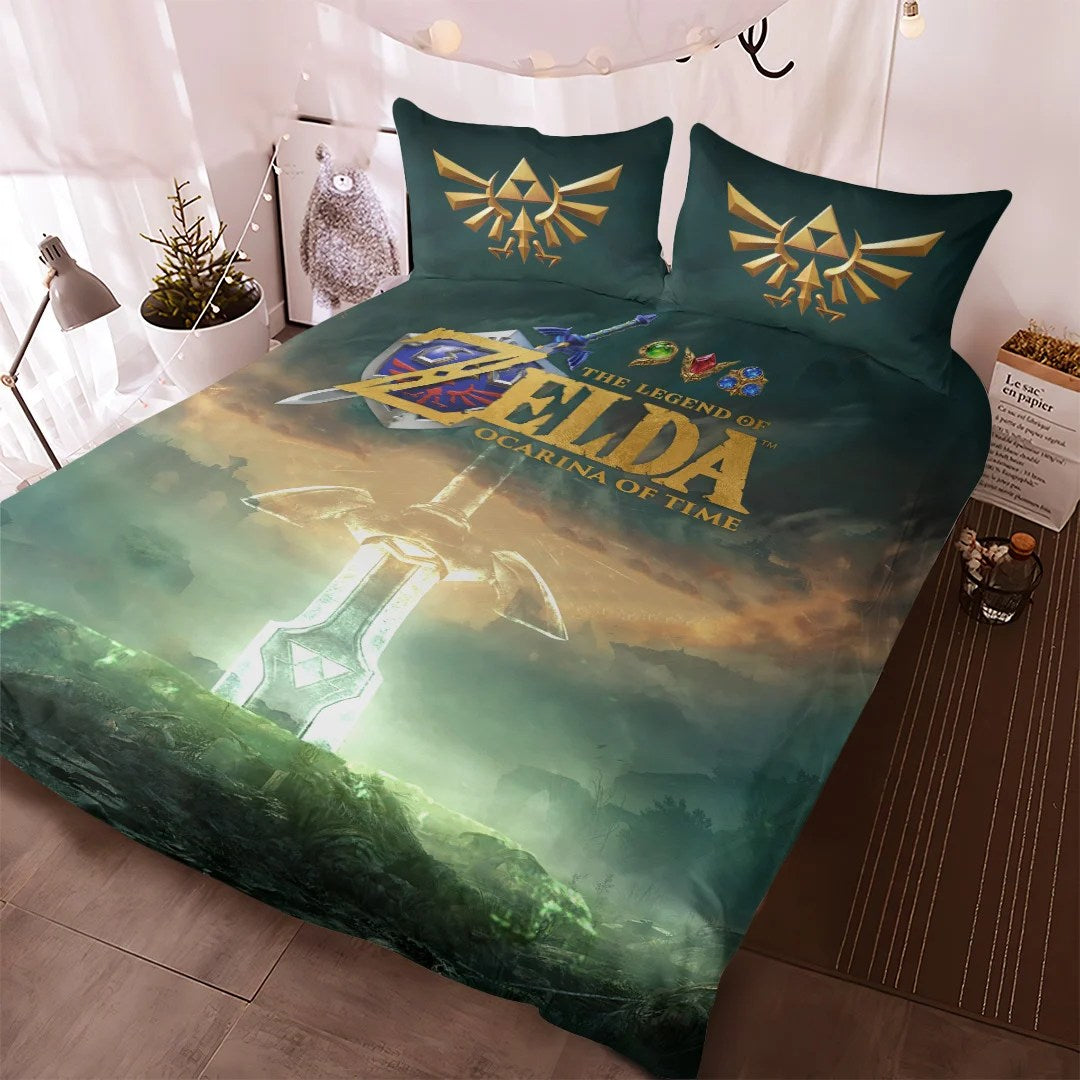 The Legend of Zelda: Ocarina of Time 3-Piece Duvet Bedding Set – GNE8640