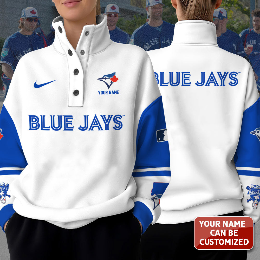 Personalized Toronto Blue Jays 3D Snap Button Collar Sweatshirt – TANTN16504