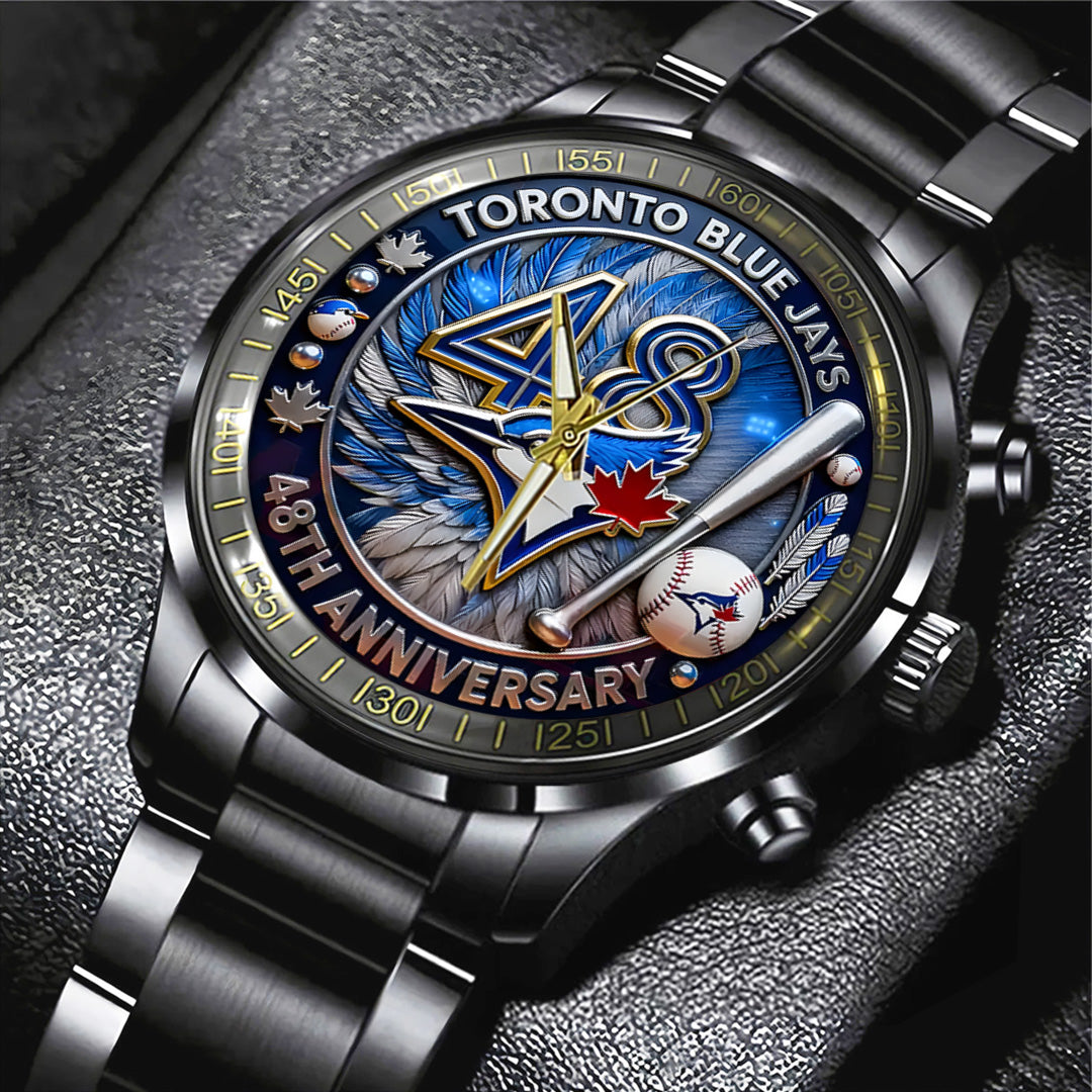 Toronto Blue Jays 48th Anniversary Black Stainless Steel Watch – TANTN17990