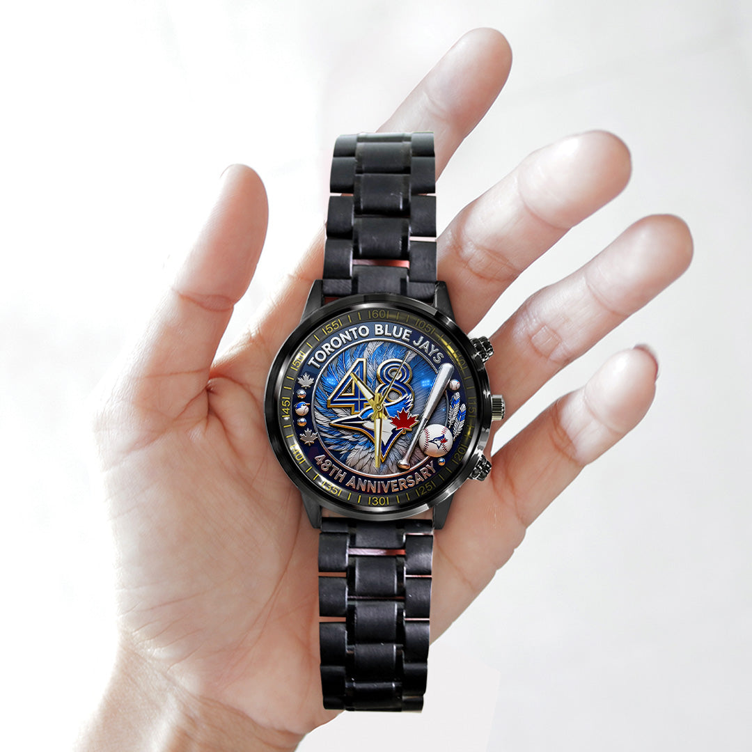 Toronto Blue Jays 48th Anniversary Black Stainless Steel Watch – TANTN17990