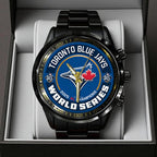 Toronto Blue Jays 2025 American League Champions Black Stainless Steel Watch – TANTN17652