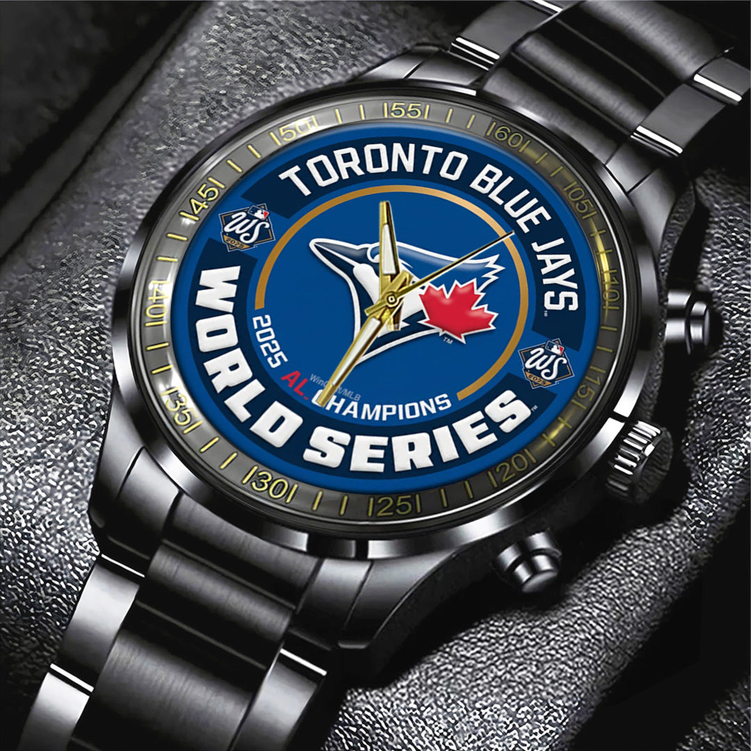 Toronto Blue Jays 2025 American League Champions Black Stainless Steel Watch – TANTN17652