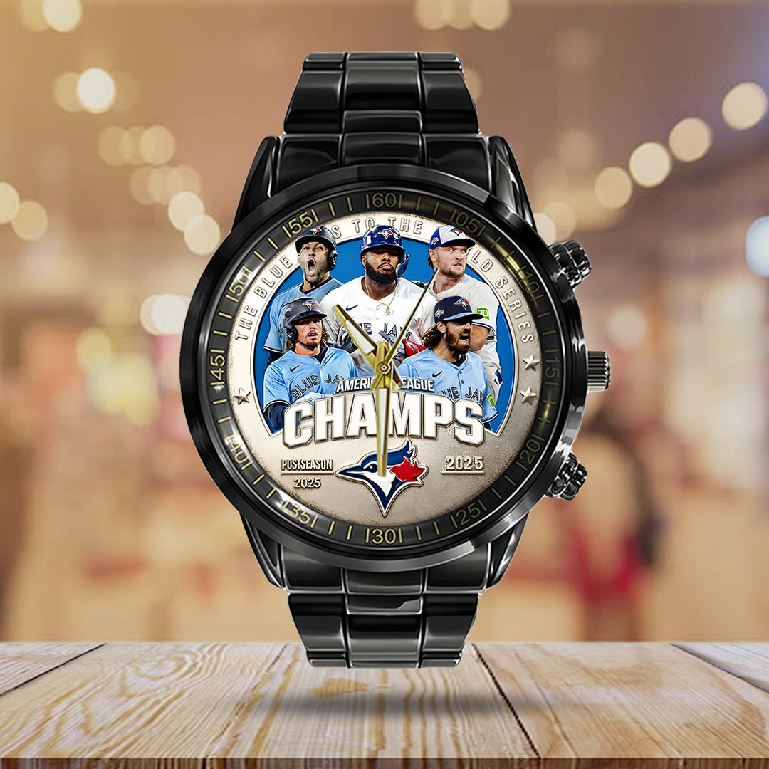 Toronto Blue Jays 2025 American League Champions Black Stainless Steel Watch – TANTN17712