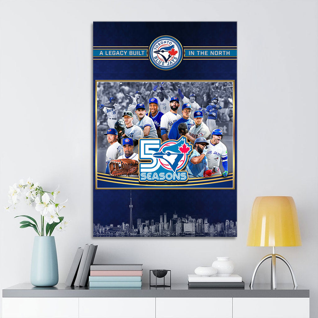Toronto Blue Jays 50th Anniversary Rectangle Canvas With Inner Frame – TANTN21951