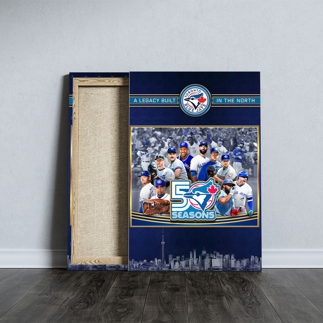 Toronto Blue Jays 50th Anniversary Rectangle Canvas With Inner Frame – TANTN21951
