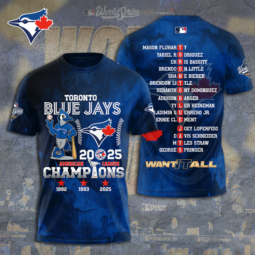 Toronto Blue Jays 2025 American League Champions 3D Apparel – TANTN17970