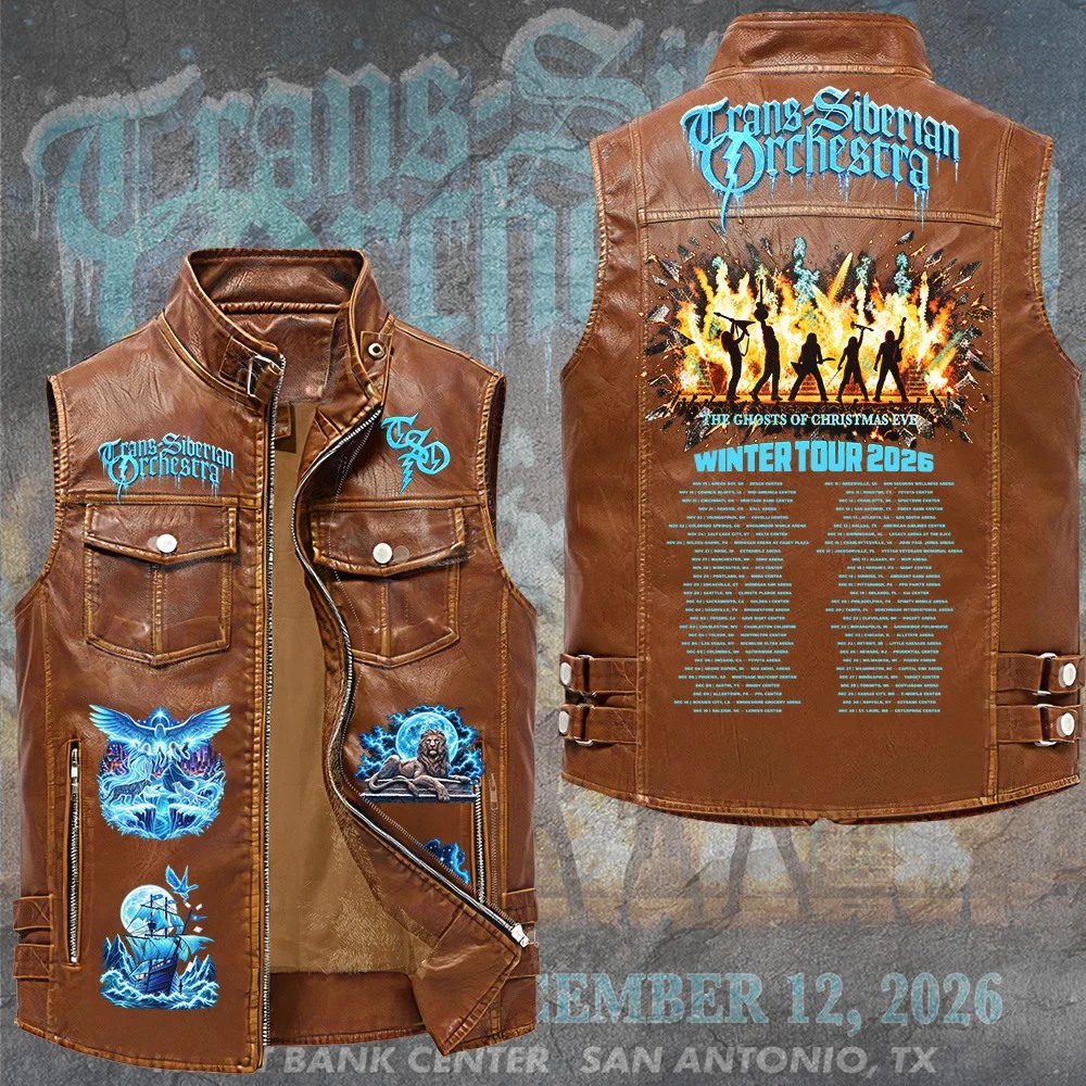 Trans-Siberian Orchestra 30th Anniversary Tour 2026 Premium 2D Sleeveless Leather Vest – GNE8866