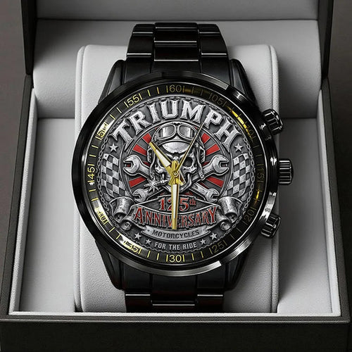 Triumph Motorcycles 125th Anniversary 2027 Black Stainless Steel Watch – TANTN26332