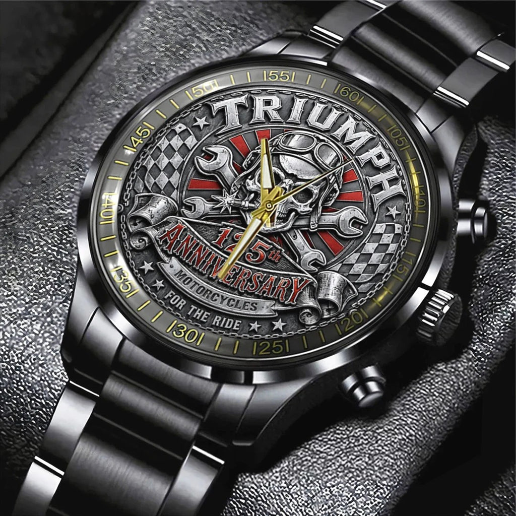 Triumph Motorcycles 125th Anniversary 2027 Black Stainless Steel Watch – TANTN26332