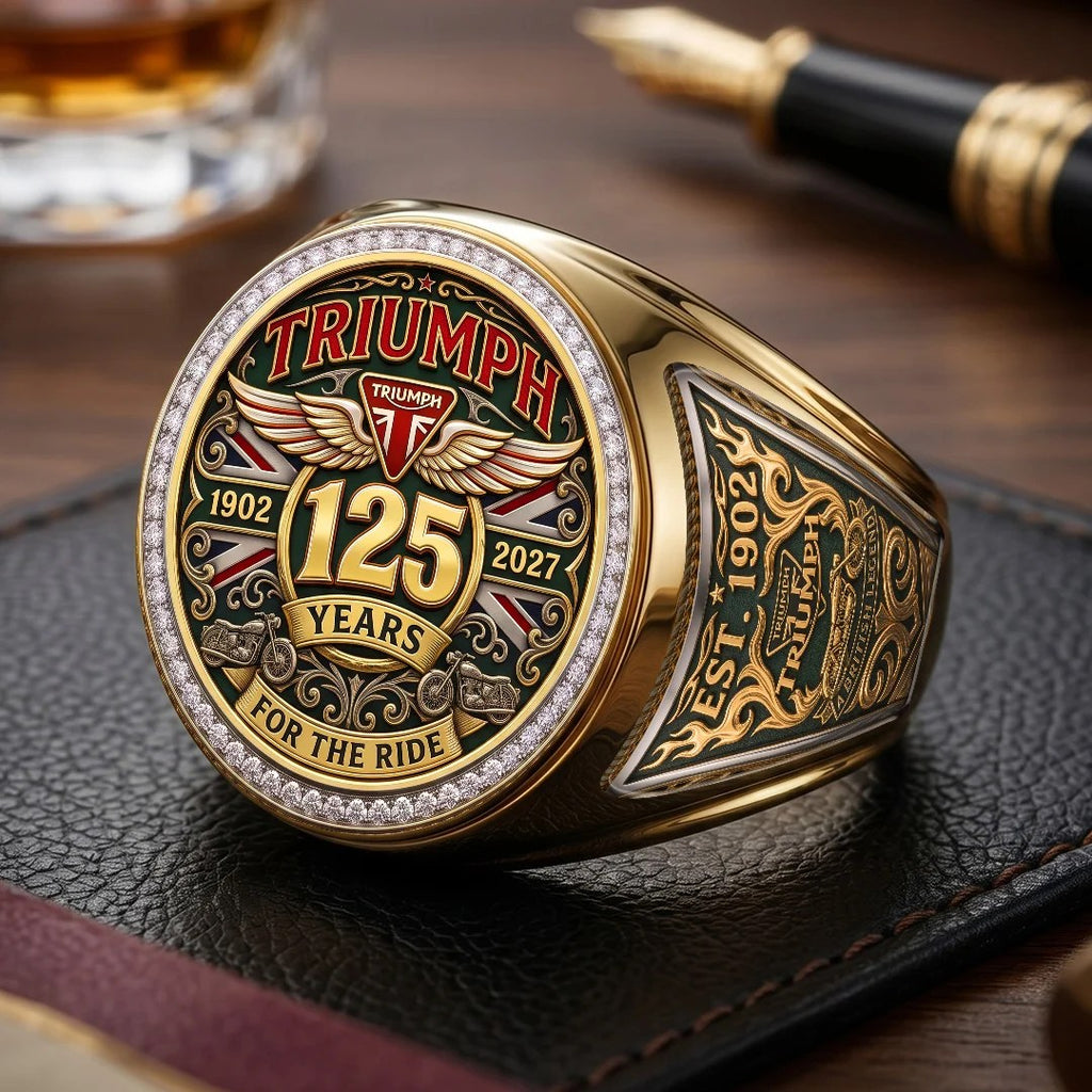 Triumph Motorcycles 125th Anniversary 3D Engraved Ring – TMTHU10073
