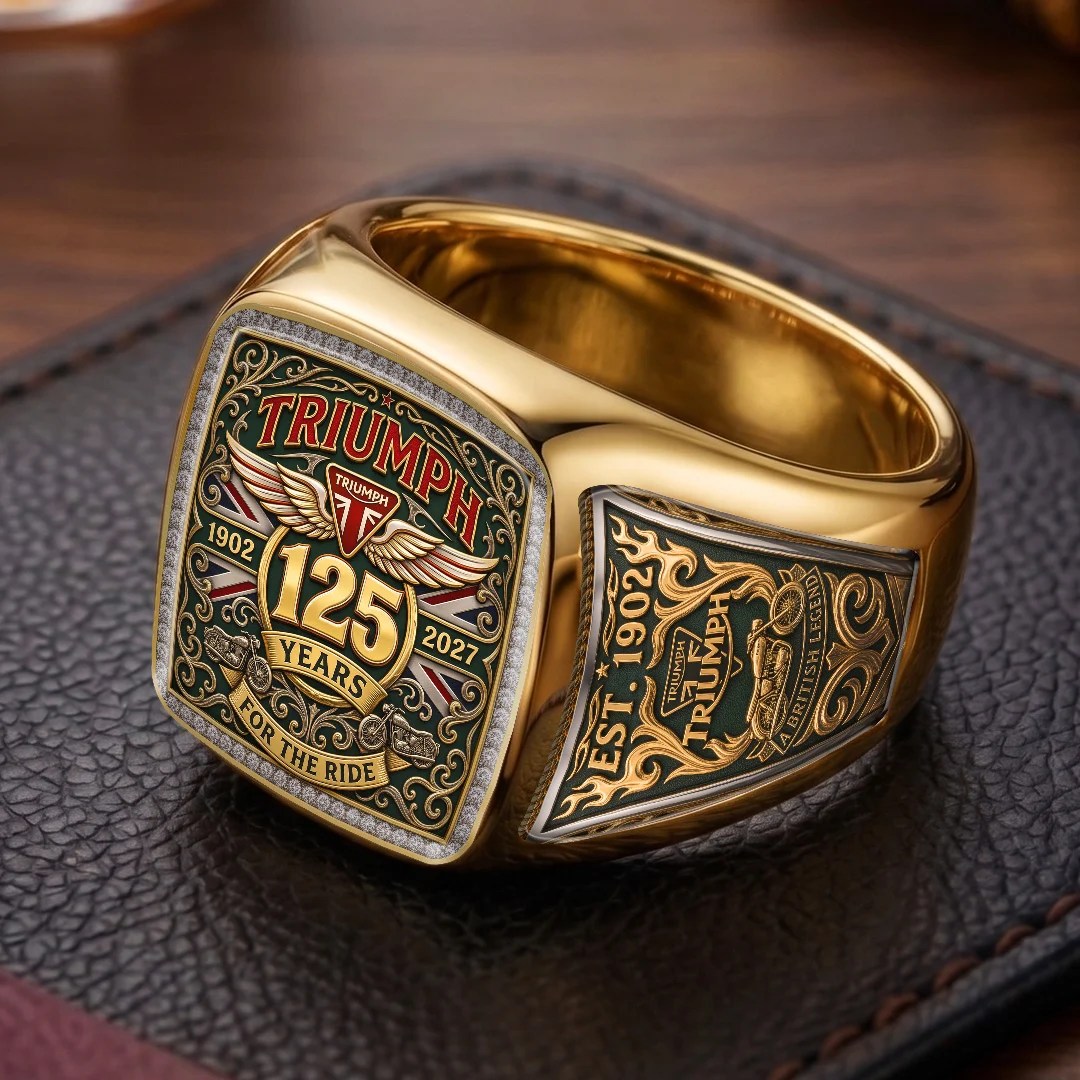 Triumph Motorcycles 125th Anniversary 3D Engraved Ring – TMTHU10073