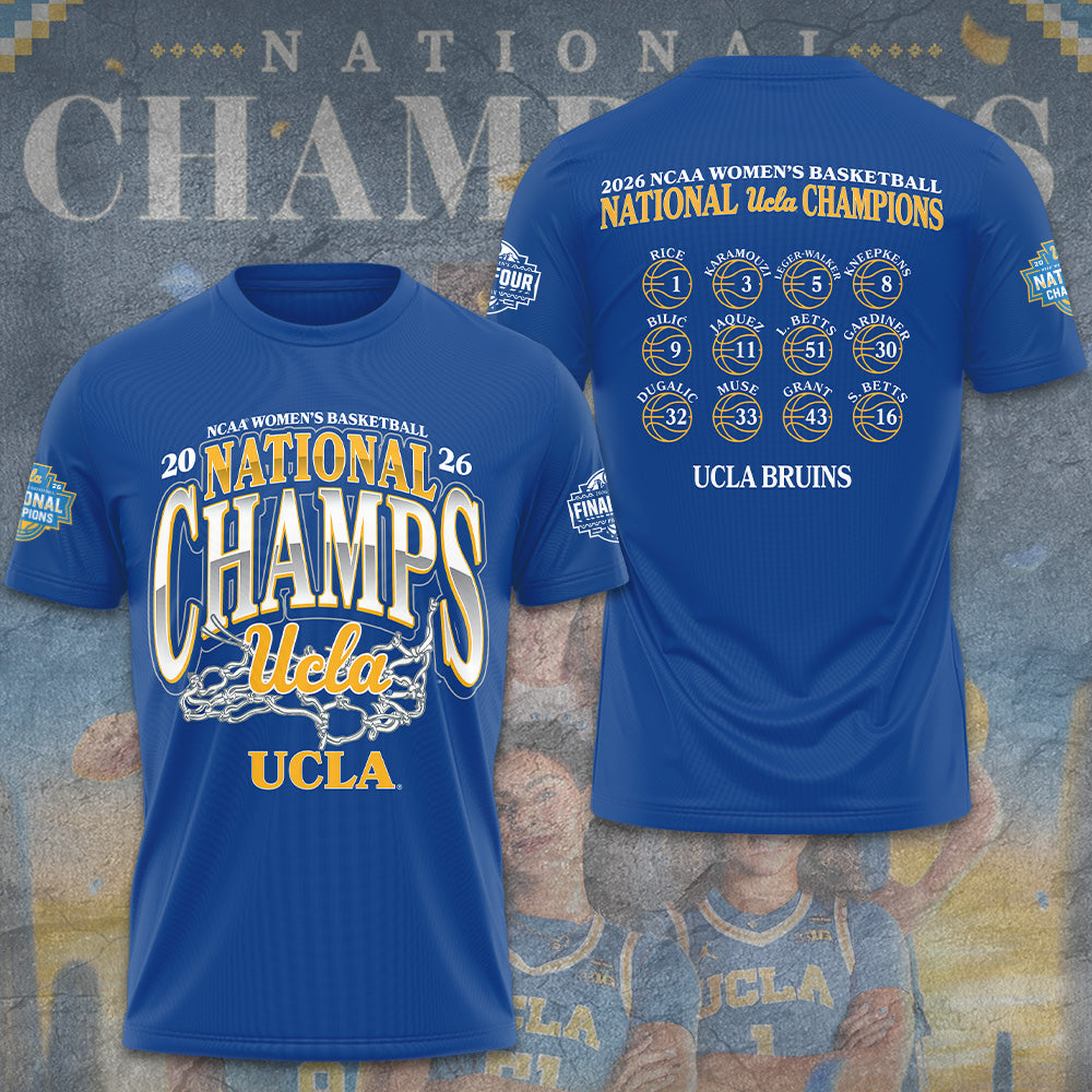 UCLA Bruins 2026 Women's Basketball National Champions 3D Apparel – TANTN22092
