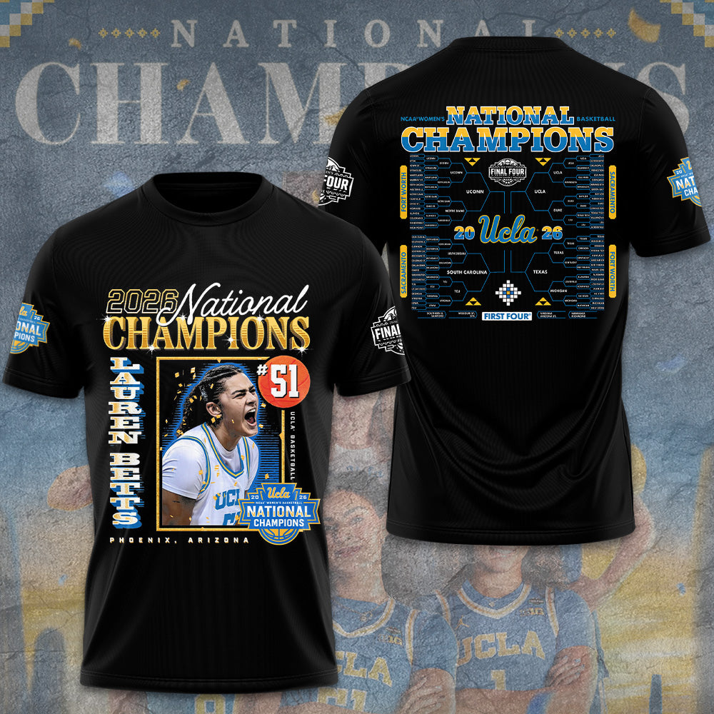 UCLA Bruins 2026 Women's Basketball National Champions 3D Apparel – TANTN22097