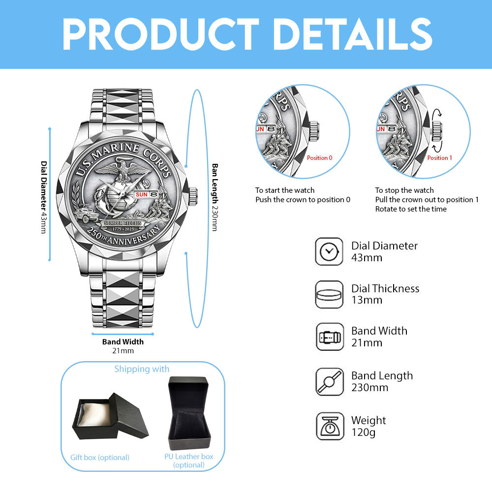 US Marine Corps Alloy Luxury Quartz Watch – MAITM 121187