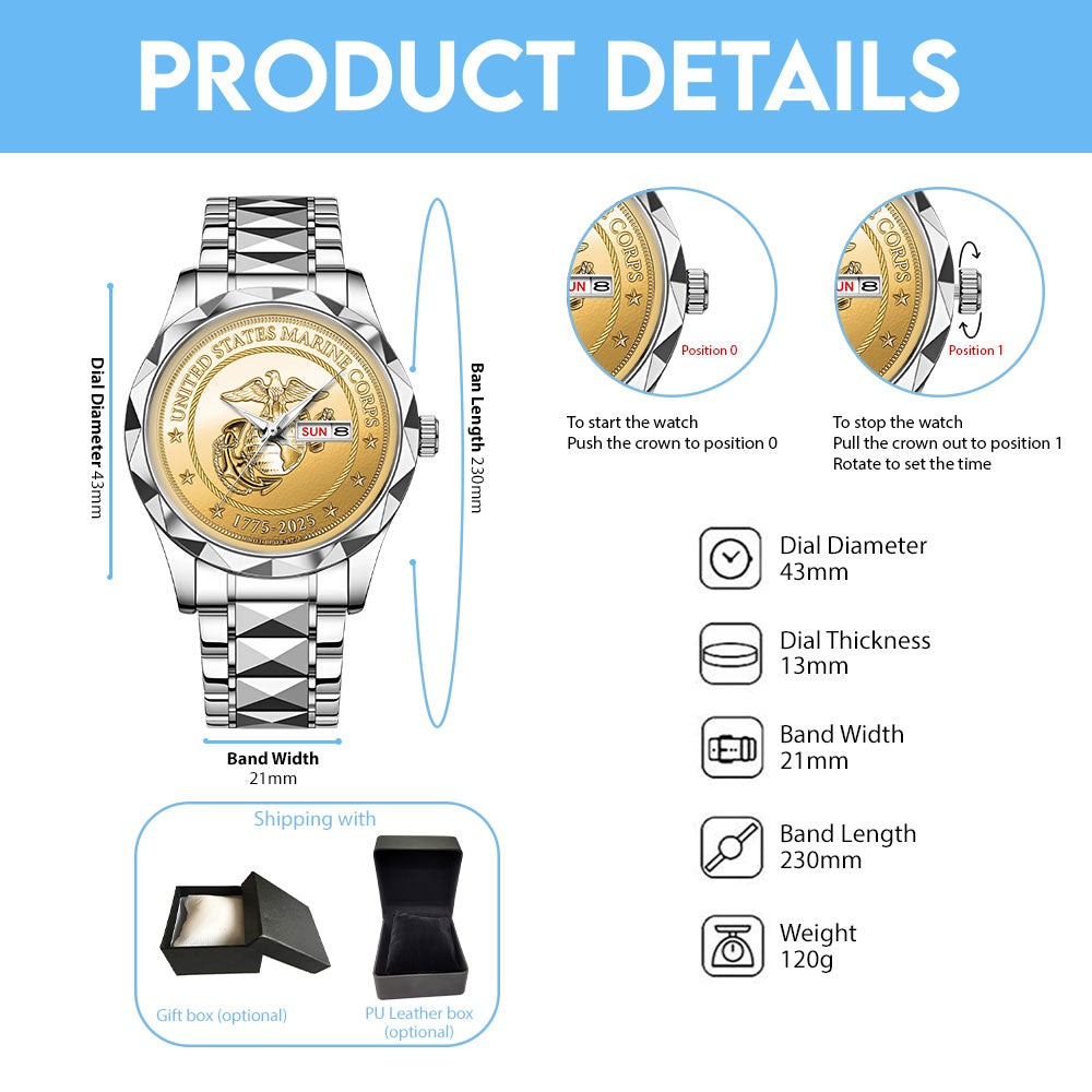 US Marine Corps Alloy Luxury Quartz Watch – MAITM 12191