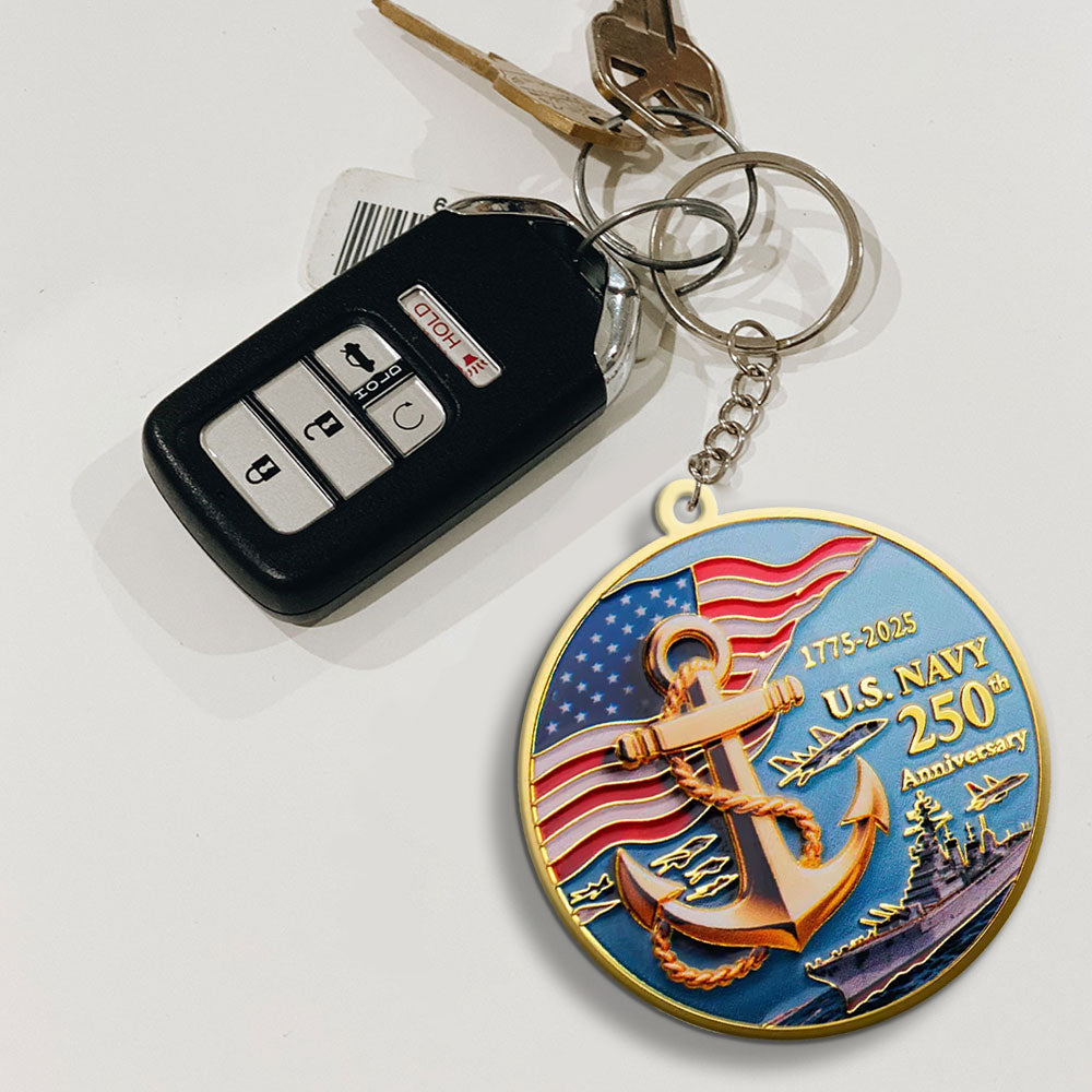 US Navy 250th Anniversary Custom Shape 2-Side Printed Keychain – MAITM12642