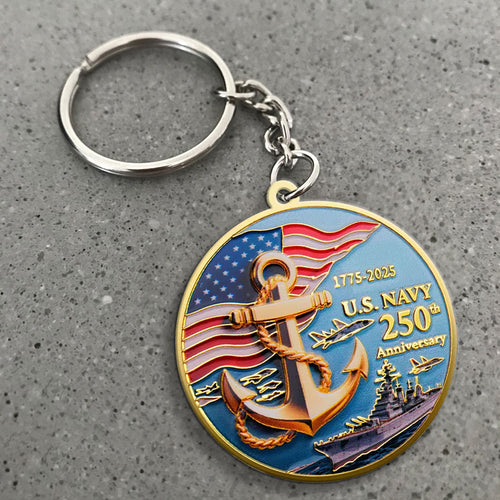 US Navy 250th Anniversary Custom Shape 2-Side Printed Keychain – MAITM12642