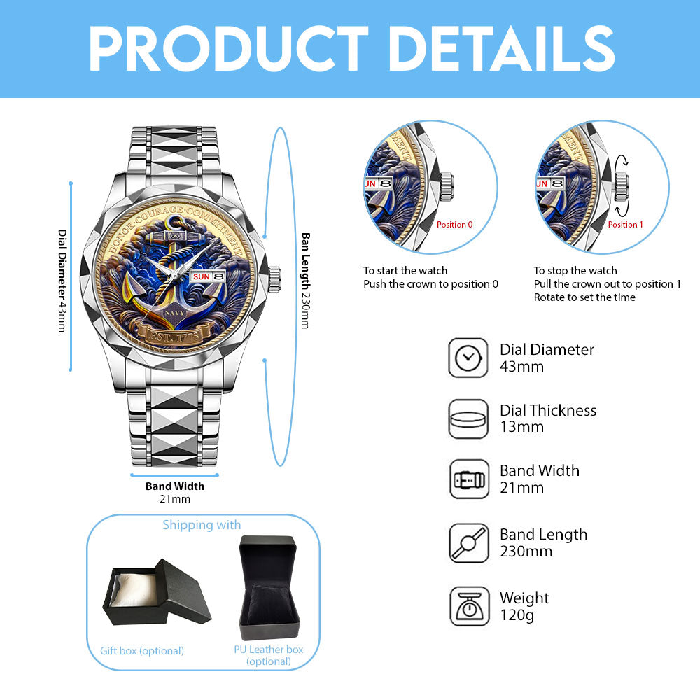 US Navy Alloy Luxury Quartz Watch – MAITM 12133