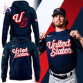 USA Baseball uniform White Hoodie