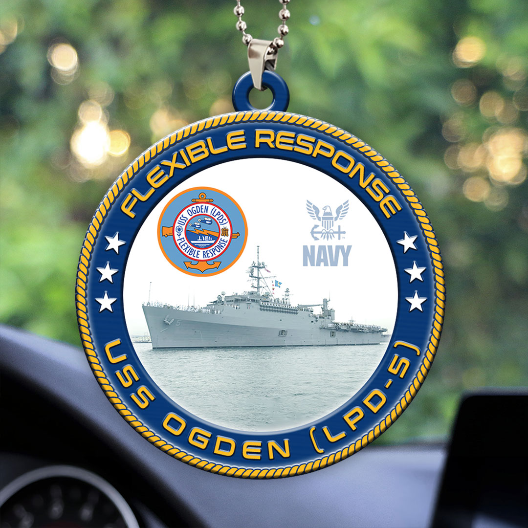 USS Ogden (LPD-5) Custom Shape 2-sided Acrylic Car Ornament – HOATT13227