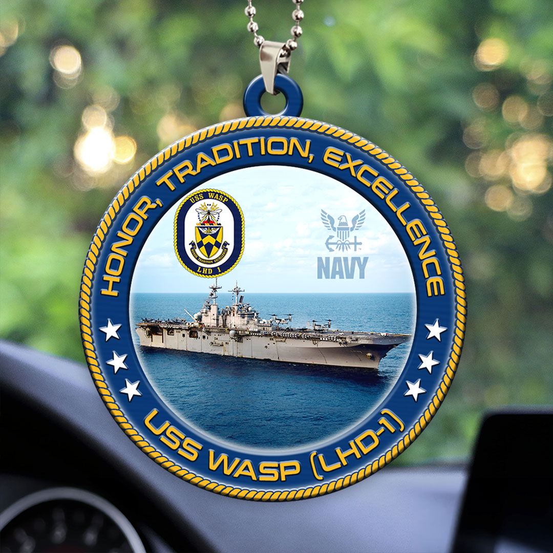 USS Wasp (LHD-1) Custom Shape 2-sided Acrylic Car Ornament – HOATT13233
