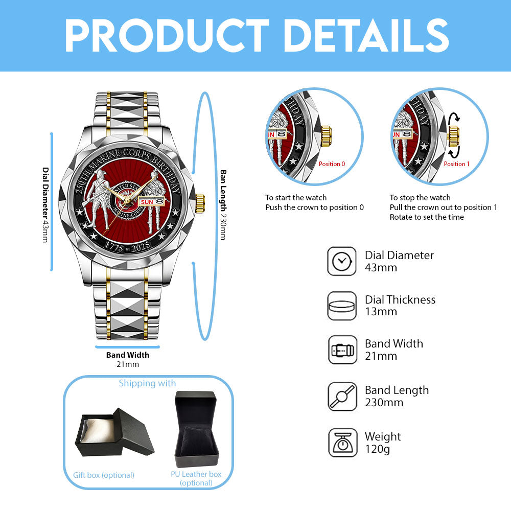 US Marine Corps Alloy Luxury Quartz Watch – TANTN 14627