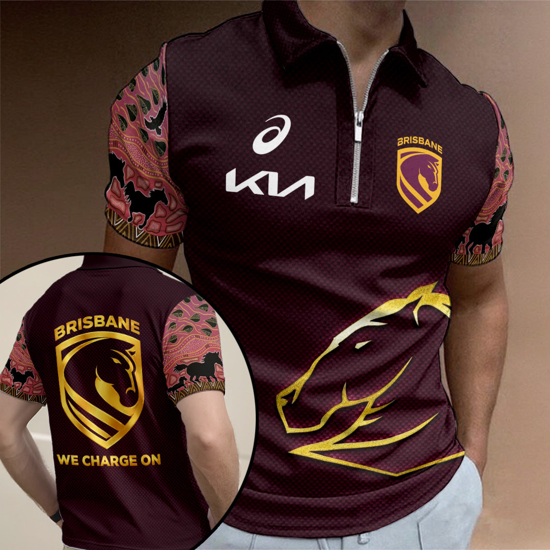 Brisbane Broncos Zip Polo Shirt – VANDH5053