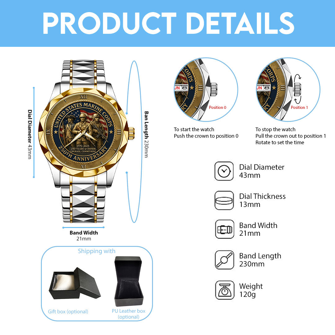 US Marine Corps Alloy Luxury Quartz Watch – TMTHU 057